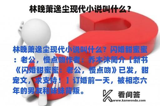 林晚萧逸尘现代小说叫什么？