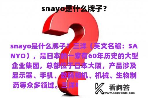 snayo是什么牌子？