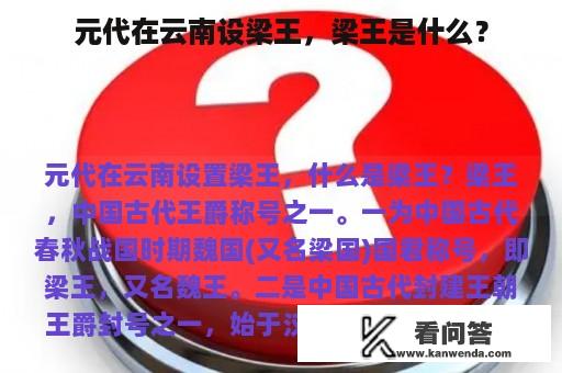 元代在云南设梁王，梁王是什么？