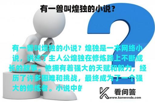 有一兽叫煌独的小说？