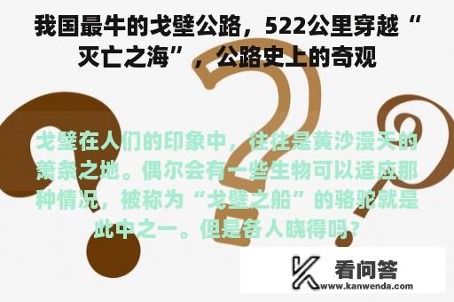 我国最牛的戈壁公路，522公里穿越“灭亡之海”，公路史上的奇观