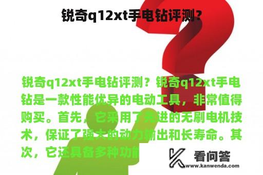 锐奇q12xt手电钻评测？