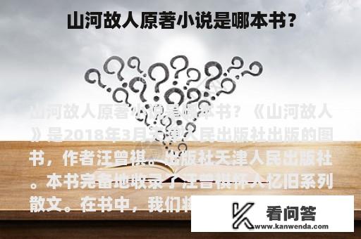 山河故人原著小说是哪本书？