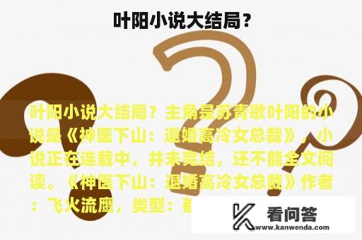 叶阳小说大结局？