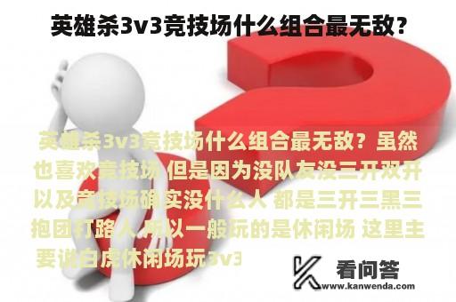 英雄杀3v3竞技场什么组合最无敌？