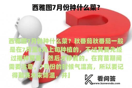 西雅图7月份种什么菜？