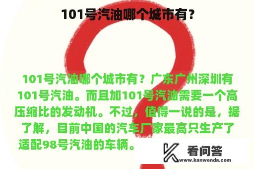 101号汽油哪个城市有？