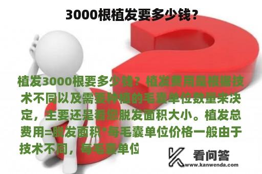 3000根植发要多少钱？