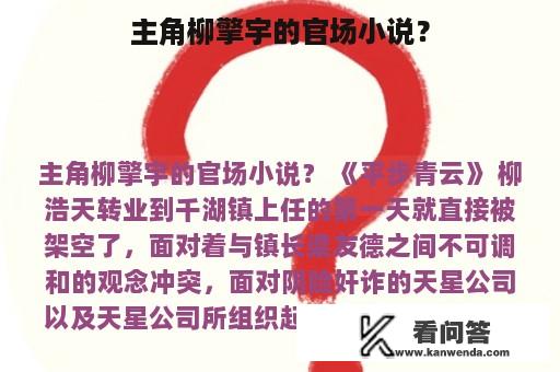 主角柳擎宇的官场小说？