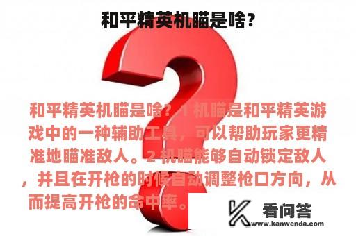 和平精英机瞄是啥？