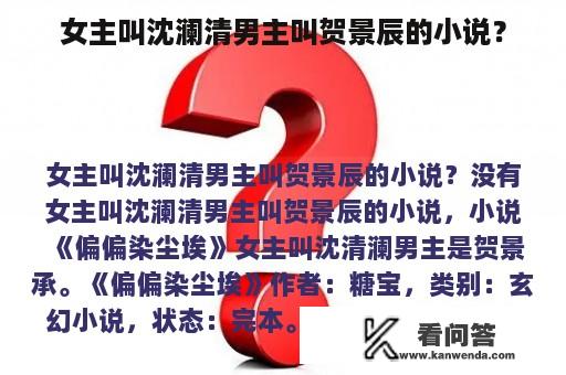 女主叫沈澜清男主叫贺景辰的小说？