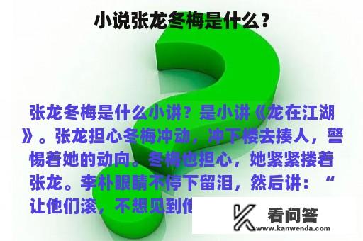 小说张龙冬梅是什么？