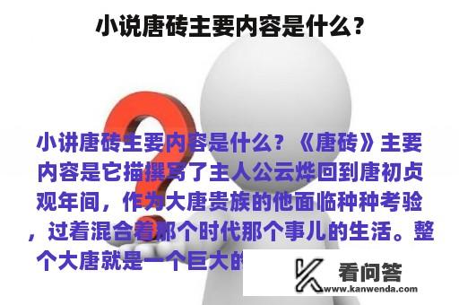 小说唐砖主要内容是什么？