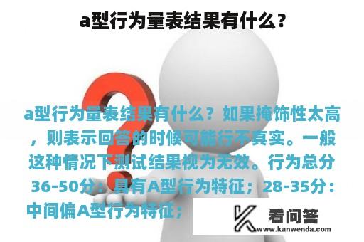 a型行为量表结果有什么？