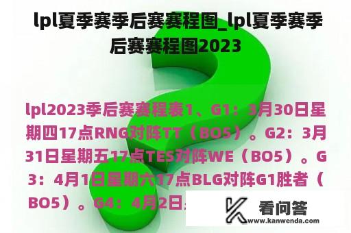  lpl夏季赛季后赛赛程图_lpl夏季赛季后赛赛程图2023