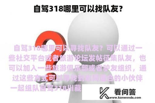 自驾318哪里可以找队友？