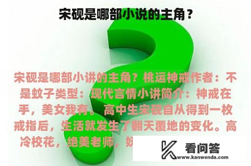 宋砚是哪部小说的主角？