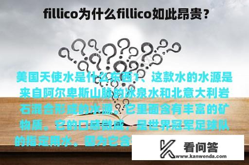  fillico为什么fillico如此昂贵？