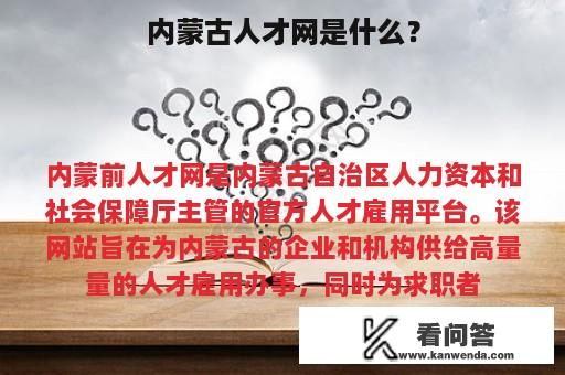 内蒙古人才网是什么？