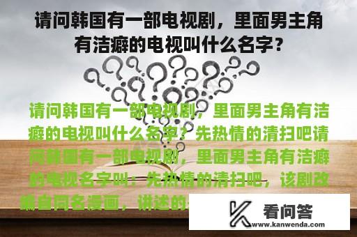 请问韩国有一部电视剧，里面男主角有洁癖的电视叫什么名字？