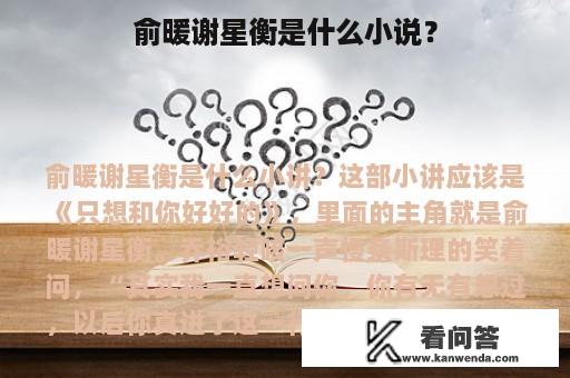 俞暖谢星衡是什么小说？