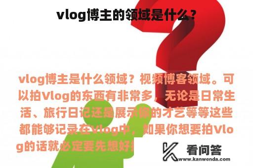 vlog博主的领域是什么？