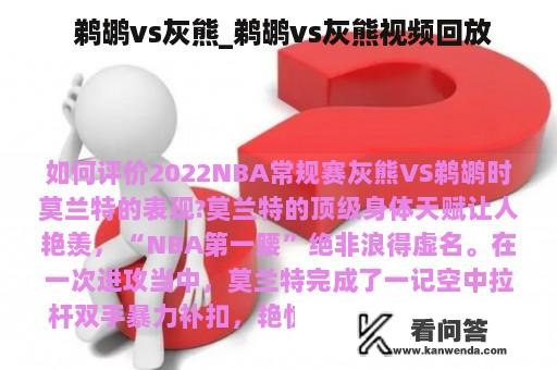  鹈鹕vs灰熊_鹈鹕vs灰熊视频回放