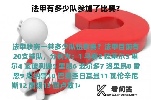 法甲有多少队参加了比赛？