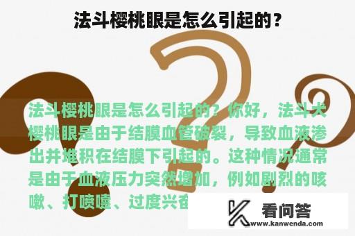 法斗樱桃眼是怎么引起的？