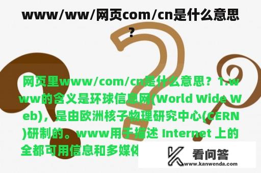 www/ww/网页com/cn是什么意思？