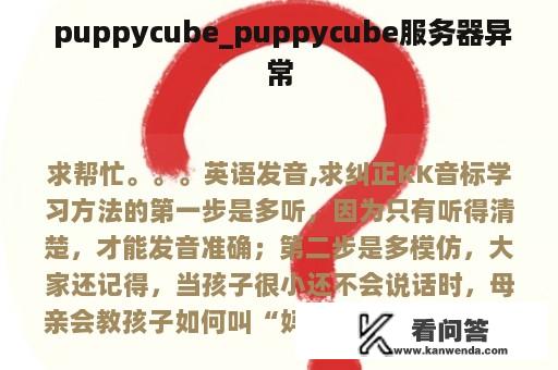  puppycube_puppycube服务器异常