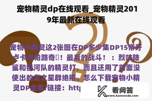  宠物精灵dp在线观看_宠物精灵2019年最新在线观看