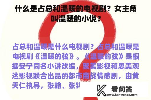 什么是占总和温暖的电视剧？女主角叫温暖的小说？