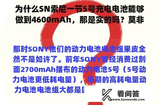 为什么SN索尼一节5号充电电池能够做到4600mAh，那是实的吗？莫非日本电池手艺比中国领先那么多？
