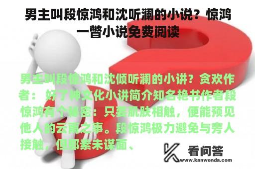 男主叫段惊鸿和沈听澜的小说？惊鸿一瞥小说免费阅读