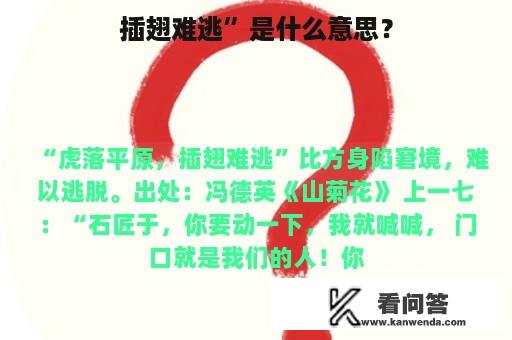 插翅难逃”是什么意思？