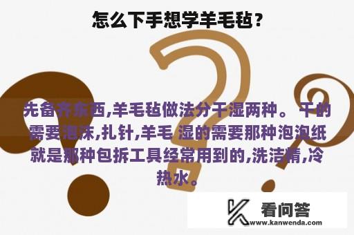 怎么下手想学羊毛毡？