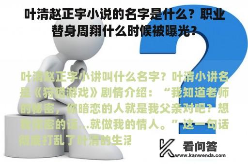 叶清赵正宇小说的名字是什么？职业替身周翔什么时候被曝光？