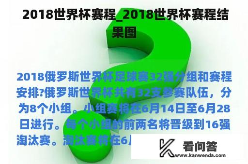  2018世界杯赛程_2018世界杯赛程结果图