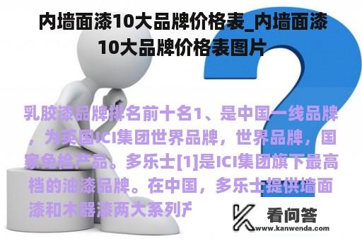  内墙面漆10大品牌价格表_内墙面漆10大品牌价格表图片