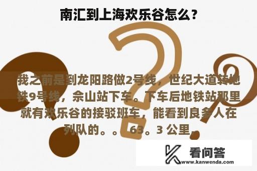 南汇到上海欢乐谷怎么？