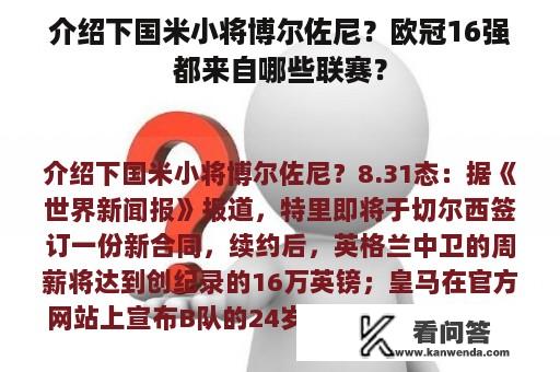 介绍下国米小将博尔佐尼？欧冠16强都来自哪些联赛？