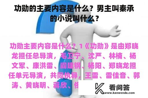 功勋的主要内容是什么？男主叫秦承的小说叫什么？