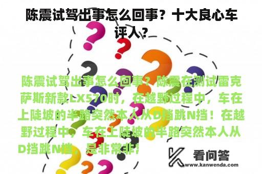 陈震试驾出事怎么回事？十大良心车评人？