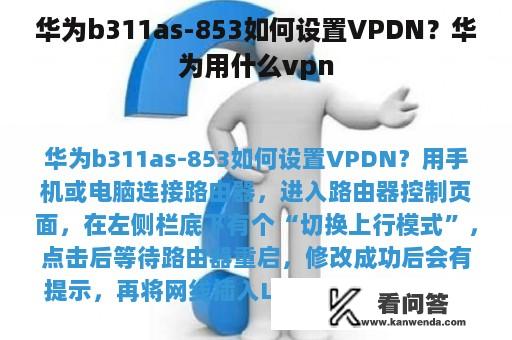 华为b311as-853如何设置VPDN？华为用什么vpn