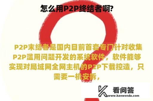 怎么用P2P终结者啊?