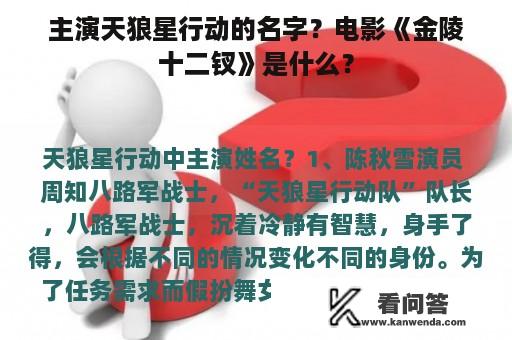 主演天狼星行动的名字？电影《金陵十二钗》是什么？