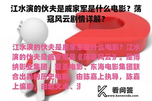 江水演的伙夫是戚家军是什么电影？荡寇风云剧情详解？