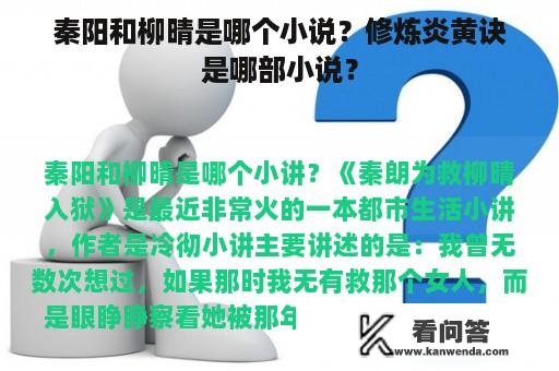 秦阳和柳晴是哪个小说？修炼炎黄诀是哪部小说？