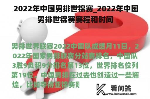  2022年中国男排世锦赛_2022年中国男排世锦赛赛程和时间